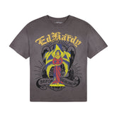 Wing Skull Boxy Tee - Sunfade Grey