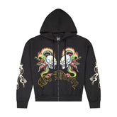 Dragon Skulls Boxy Zip Hoodie