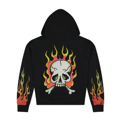 Skull Flames Boxy Zip Hoodie