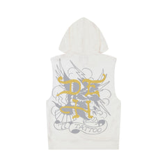 Panther Snake Fleece Cut Off Hoodie