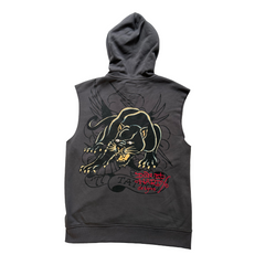 Panther Skull Fleece Cut Off Hoodie