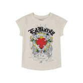 LKS Heart Rhinestone Cap Sleev Tee