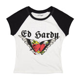 Heart Wings Raglan Cap Sleeve Tee