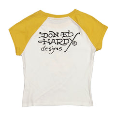 True Eagle Raglan Cap Sleeve Tee - White/Gold