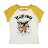 True Eagle Raglan Cap Sleeve Tee - White/Gold