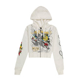 Brave Eagle Cropped Hoodie - White