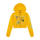 Butterflies Cropped Hoodie - Marigold