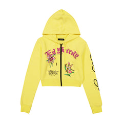 Phoenix Cropped Hoodie - Lemon