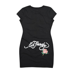 Panther Roses Short Sleeve Tee Dress