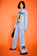 Dragon Panther Denim Moto Jacket