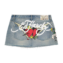 LKS Skull Denim Mini Skirt