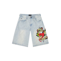 Dagger Sword Denim Shorts