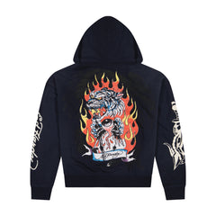 Tiger Flame Boxy Zip Hoodie