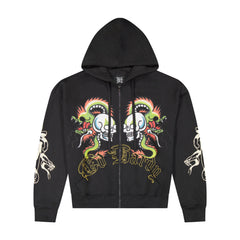 Dragon Skulls Boxy Zip Hoodie