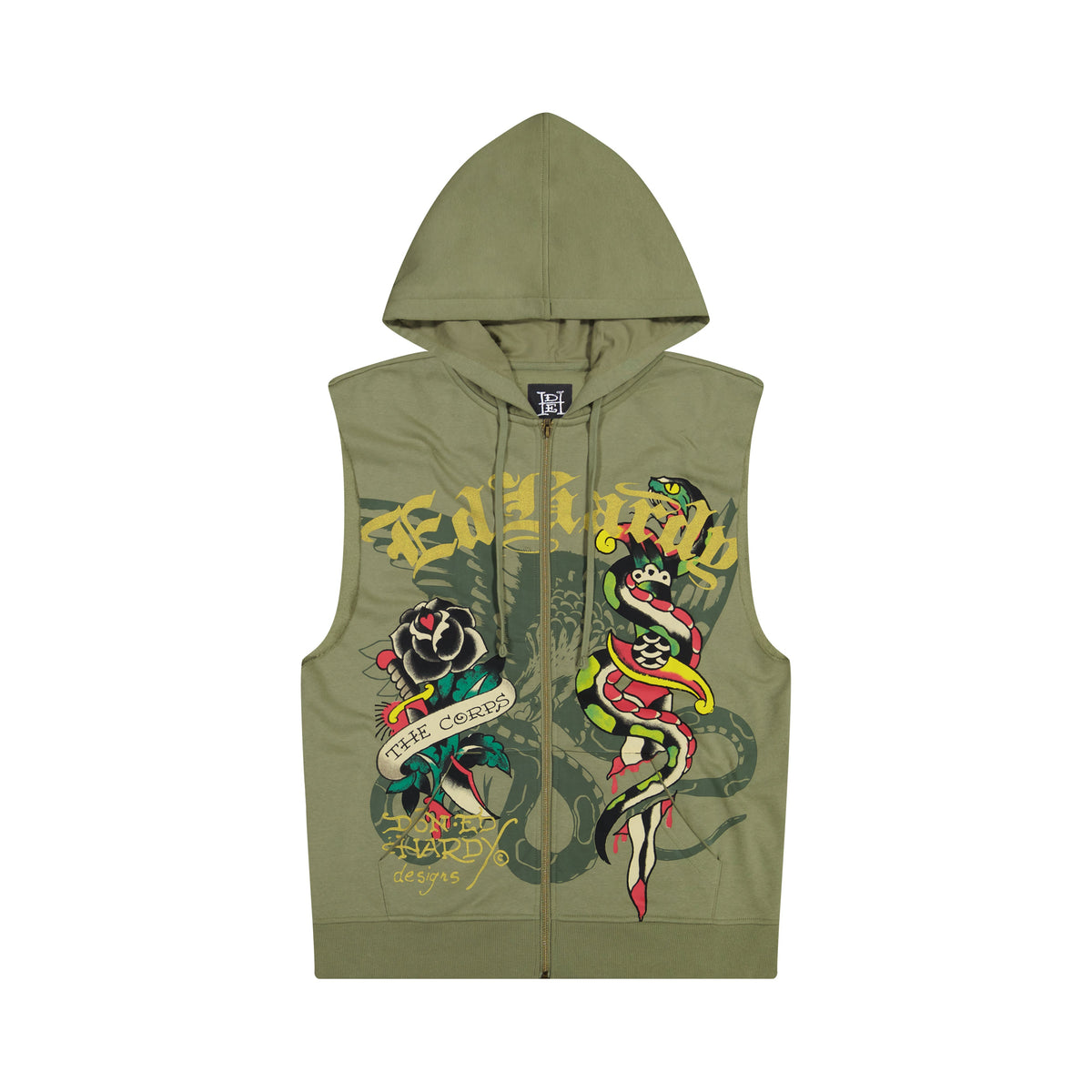 Dagger Rose Fleece Cut Off Hoodie