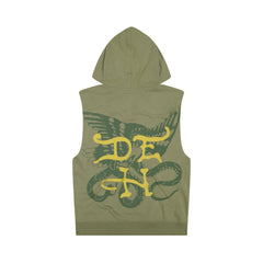 Dagger Rose Fleece Cut Off Hoodie