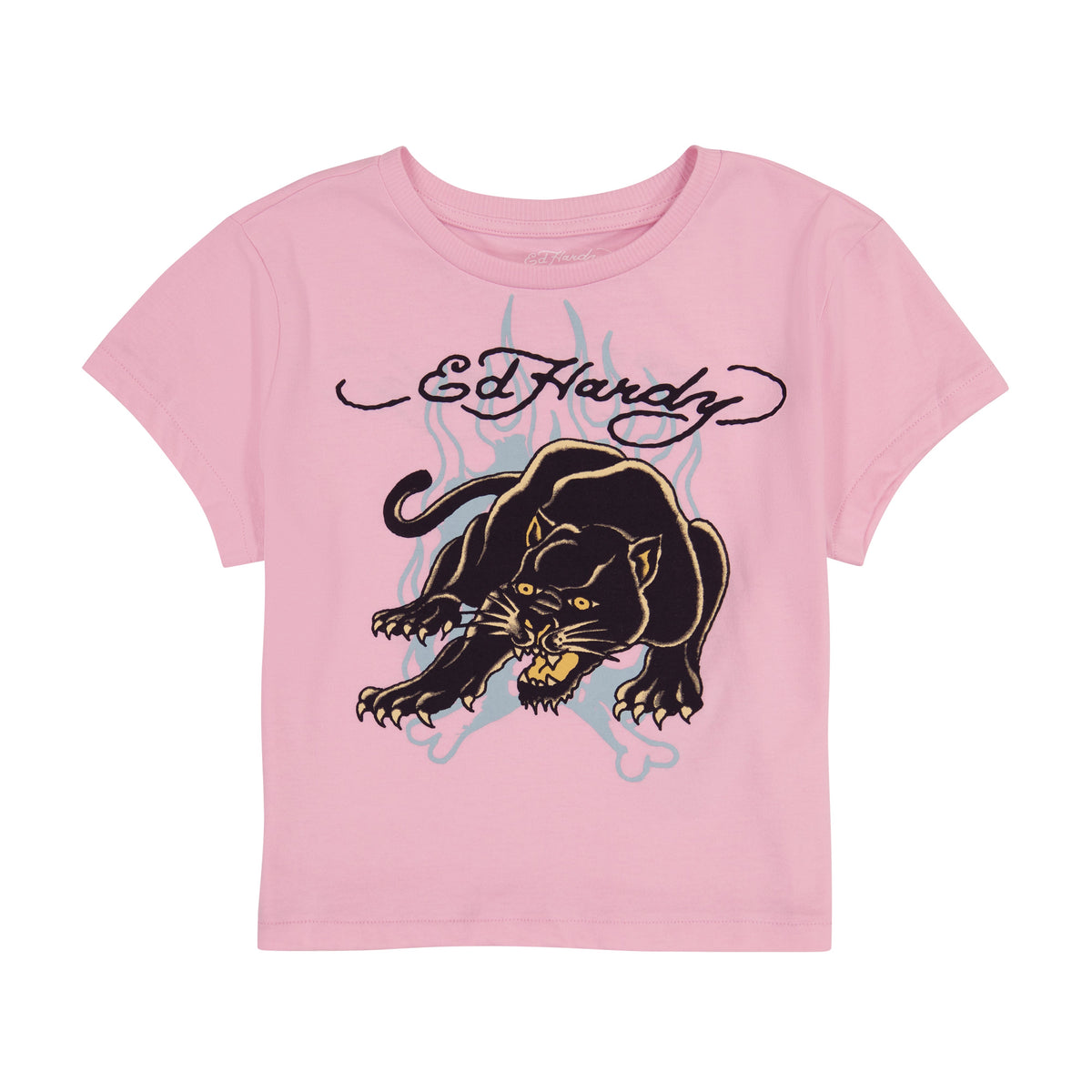 Panther Flame Baby Tee - Bubble Gum