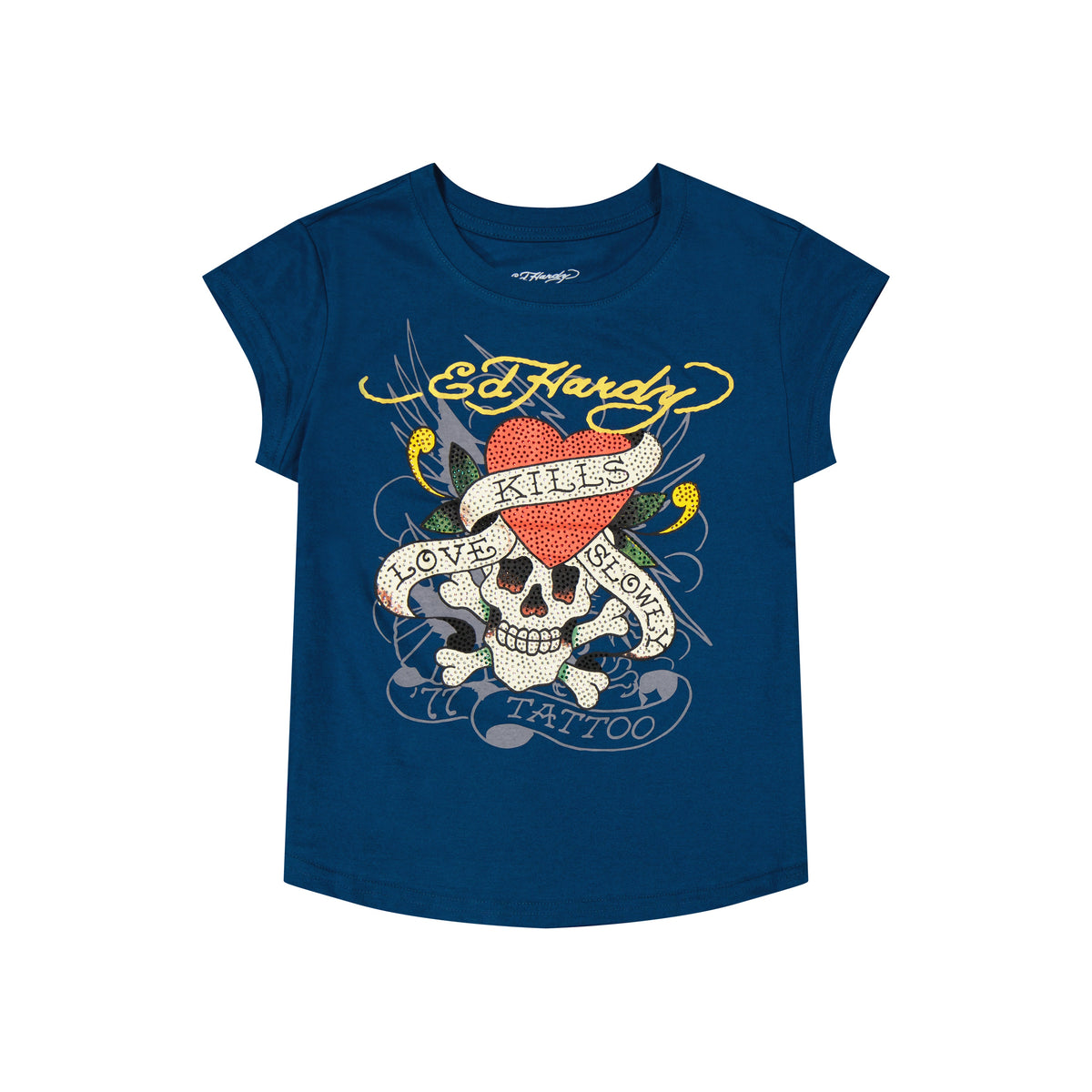 LKS Skull Rhinestone Cap Sleeve Tee