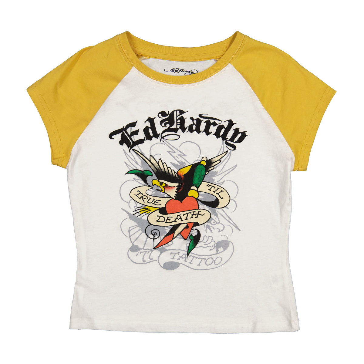 True Eagle Raglan Cap Sleeve Tee - White/Gold