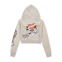 LKS Skull Zip Front Hoodie - Heather Grey
