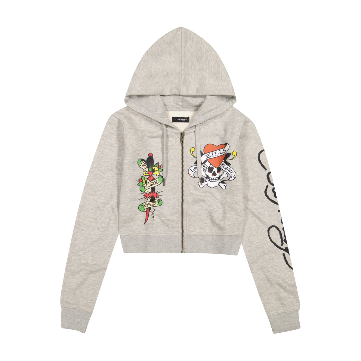 LKS Skull Zip Front Hoodie - Heather Grey