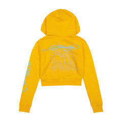 Butterflies Cropped Hoodie - Marigold