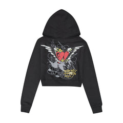 Sacred Heart Rhinestone Zip Front Hoodie