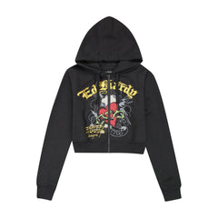 Sacred Heart Rhinestone Zip Front Hoodie