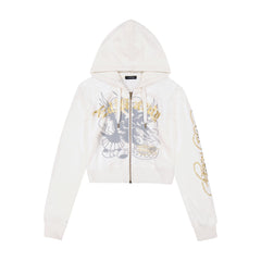 Tiger Crown Velour Zip Front Hoodie