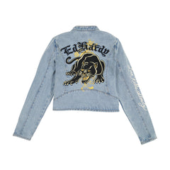 Dragon Panther Denim Moto Jacket
