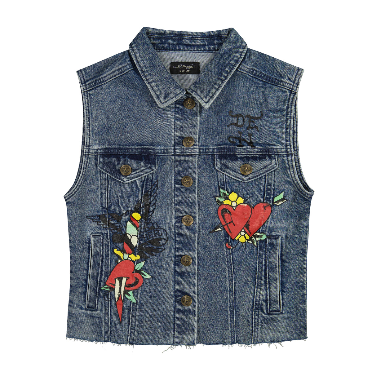 Heart Cross Trucker Denim Vest