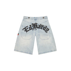 Dagger Sword Denim Shorts